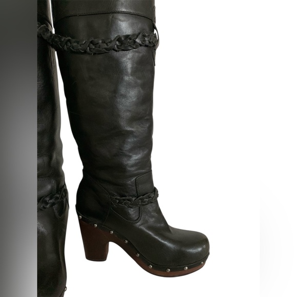 UGG SAVANNA Braided Leather w/ Sherpa Shearling Sheepskin Knee High Boots • 7 - Picture 6 of 16